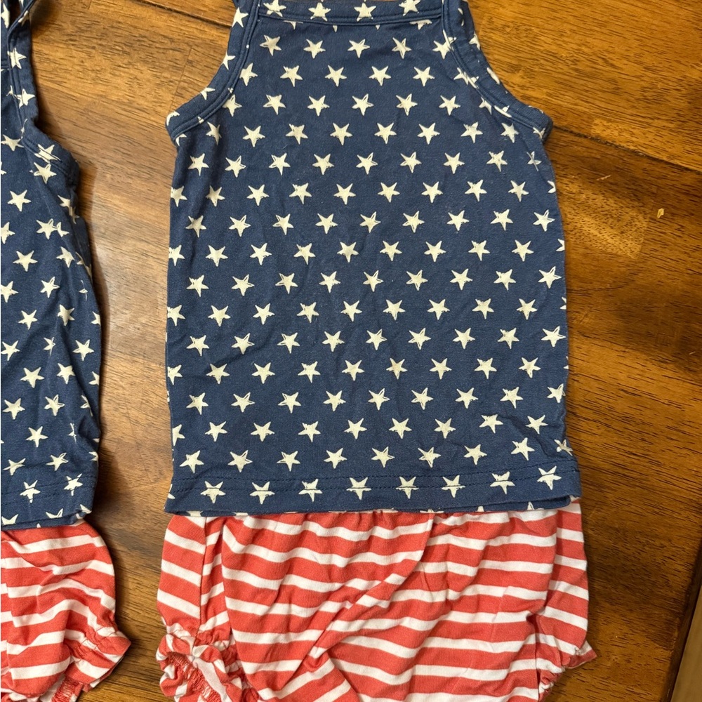 Starry Blue and Striped Red Baby bamboo outfit